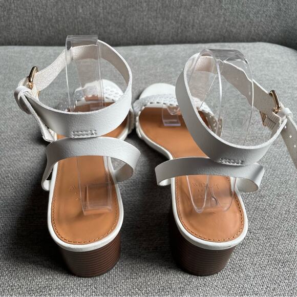 J. CREW Block Heel Sandals Cut-Outs White Slingback block sandals Women's 10 - Picture 6 of 12